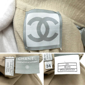 CHANEL Sport Vintage 03A Coco Mark Logo Pants #34 Beige Black Cotton Rank AB