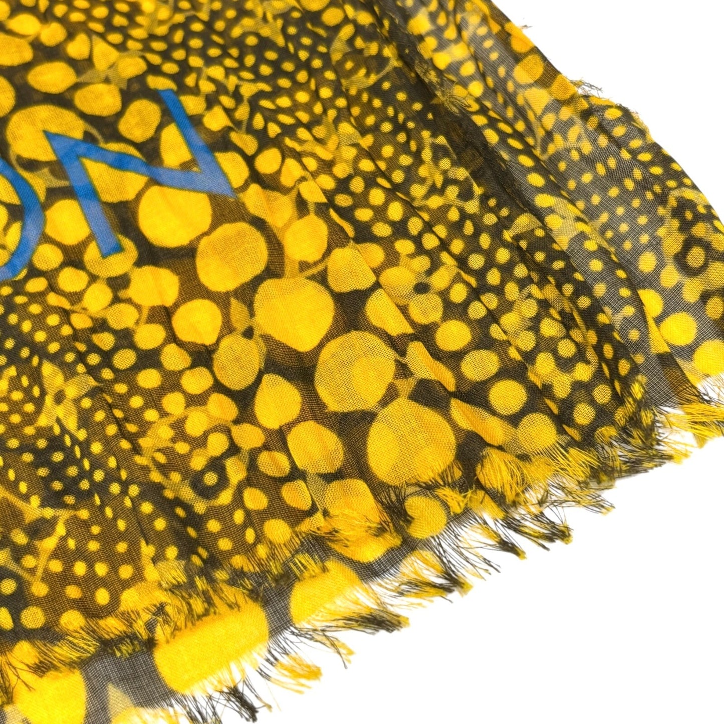 LOUIS VUITTON Vintage LV Logo Monogram Scarf Wrap Shawl Accessory Yellow Dot
