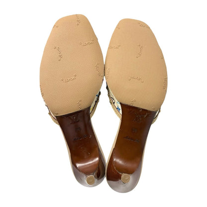 LOUIS VUITTON Vintage Monogram Multicolor Studs Sandals #38 White Gold 902551