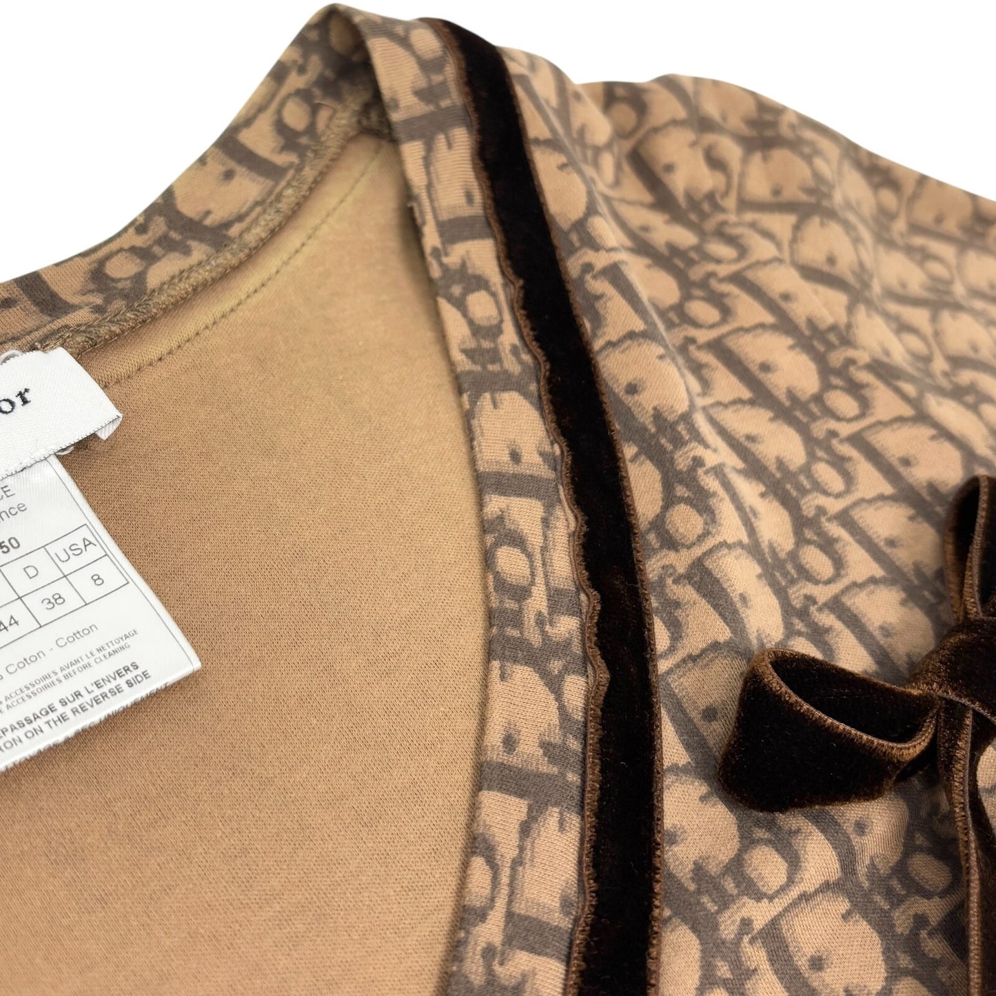 Christian Dior Vintage 2005 Trotter Monogram V-neck T-shirt #40 Top Brown Ribbon