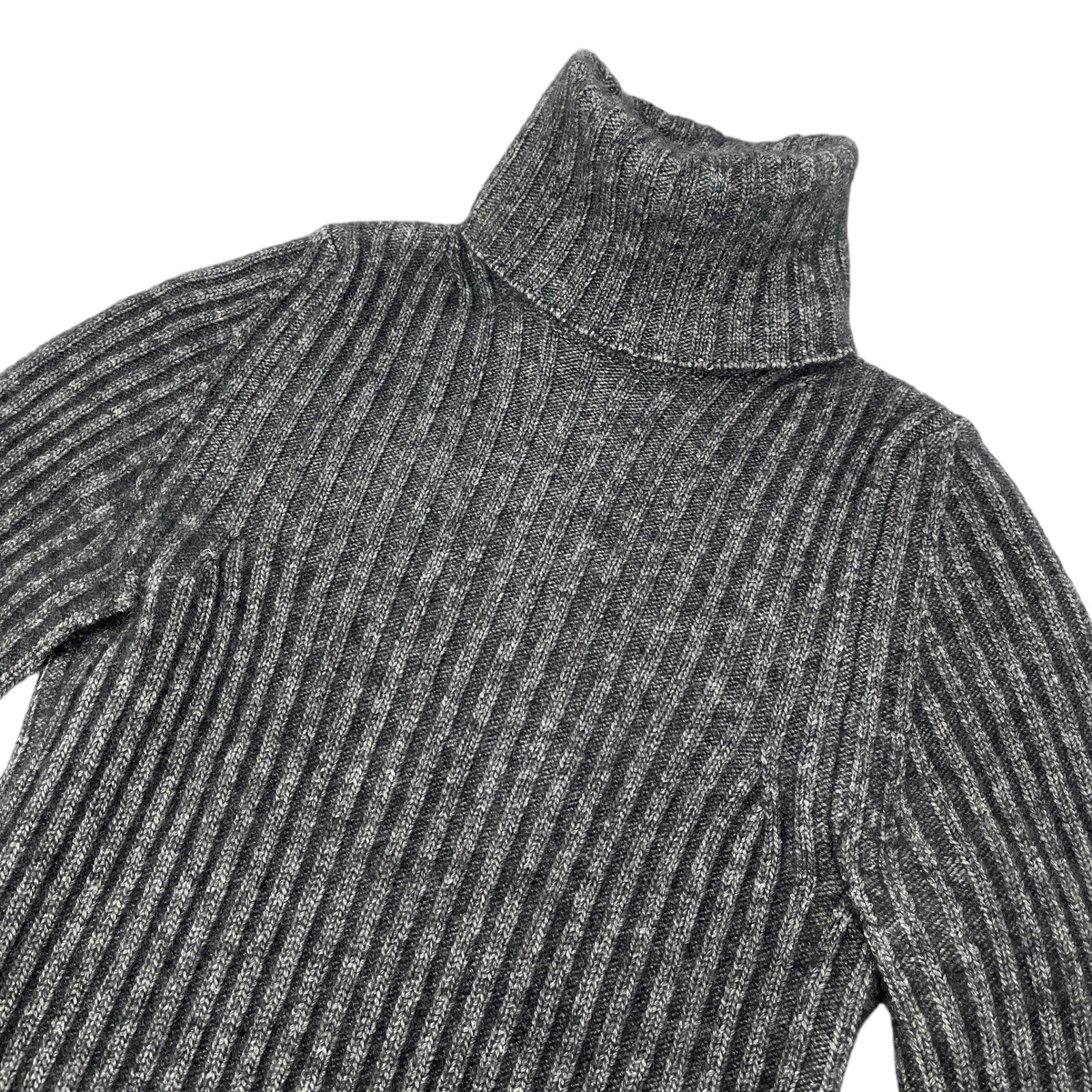 CHANEL Vintage P44578 CC Mark Turtleneck Sweater Top #36 Gray Cashmere RankAB+