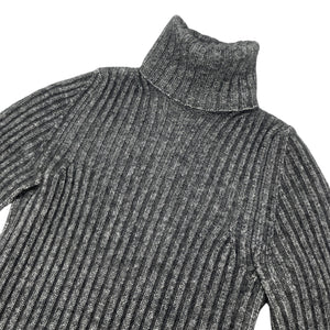 CHANEL Vintage P44578 CC Mark Turtleneck Sweater Top #36 Gray Cashmere RankAB+