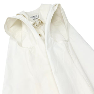 CHANEL Vintage CC Mark Logo Button Up Sleeveless Shirt Top White Gold Cotton