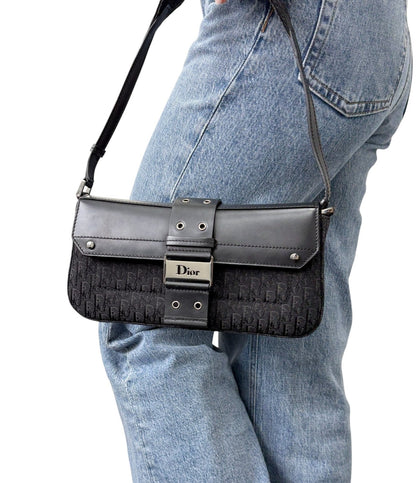 Christian Dior Vintage Street Chic Trotter Monogram Shoulder Bag Black 901846