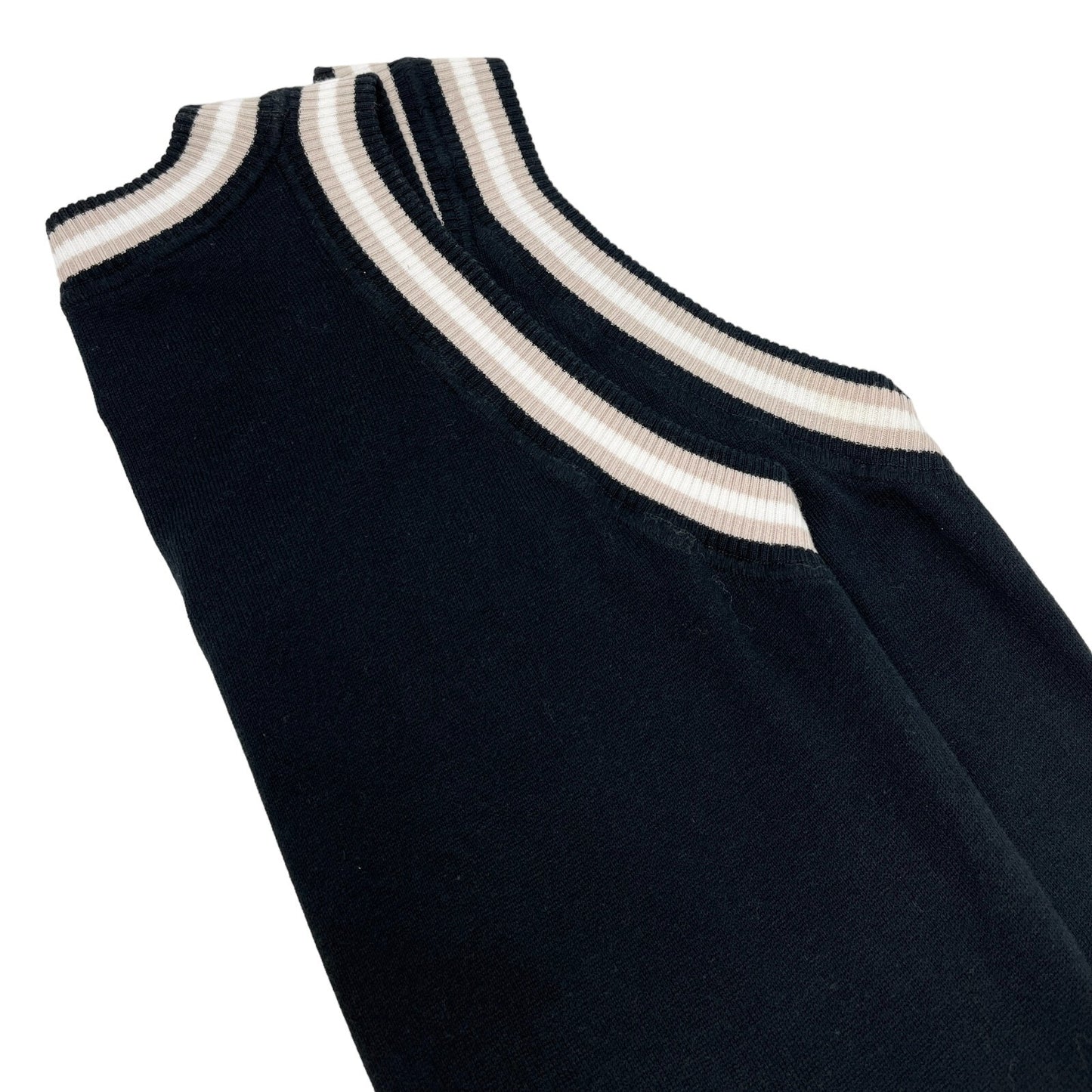 CHANEL Sport Vintage 08P CC Mark Logo Knit Tank Top #38 Black Cotton Rank AB
