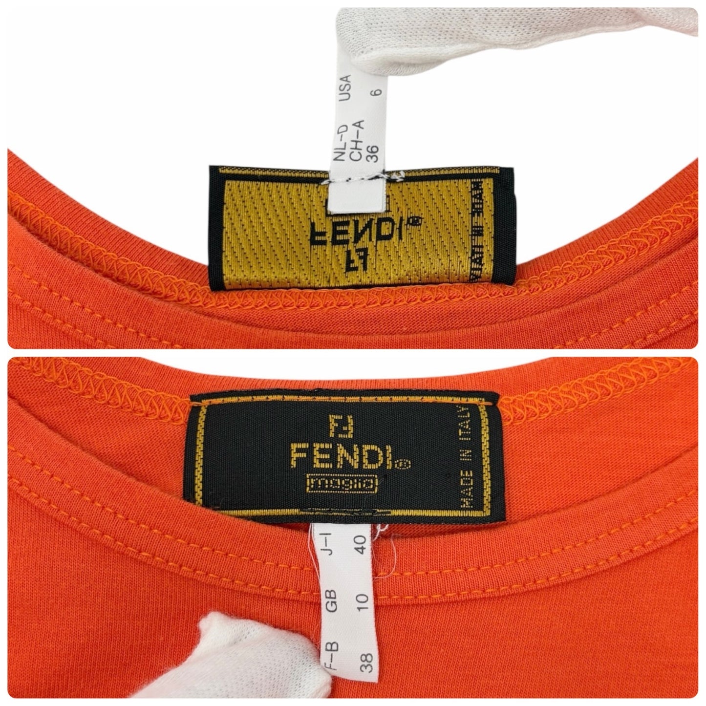 FENDI Vintage FF Logo Embroidered Sleeveless Tank Maxi Dress #38 Orange Cotton