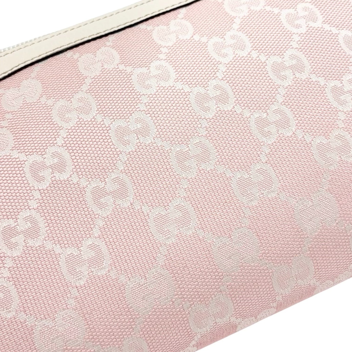 GUCCI Vintage GG Monogram Logo Abbey Shoulder Bag Pink Gold Canvas 902056