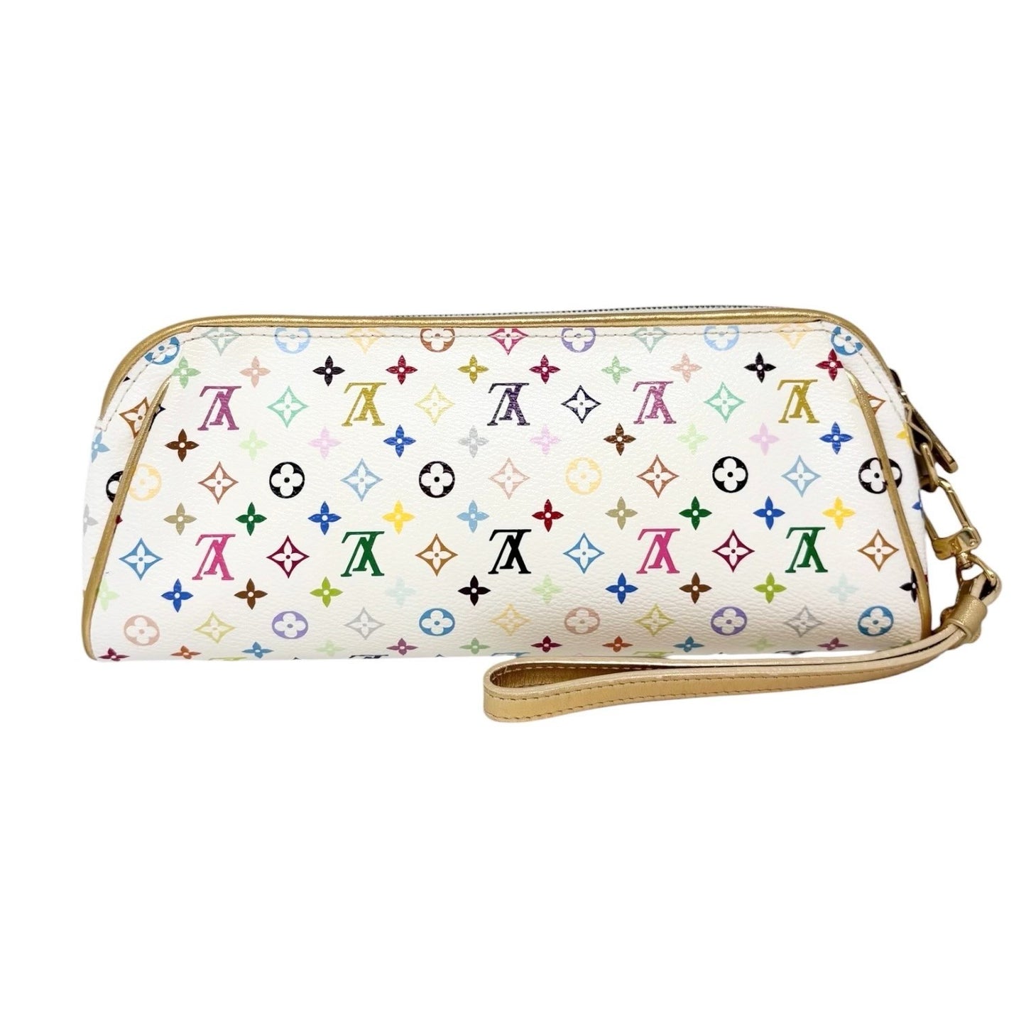 LOUIS VUITTON Vintage Monogram Multicolor Mini Pouch Bag Leather White 902414