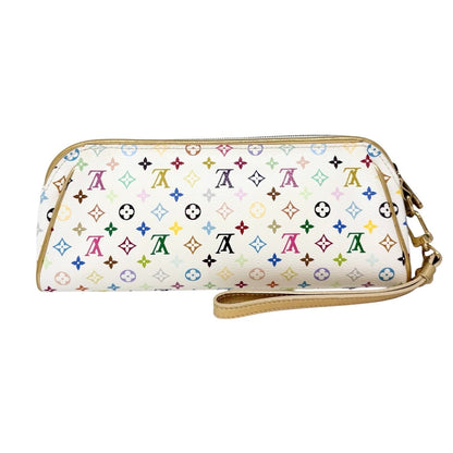 LOUIS VUITTON Vintage Monogram Multicolor Mini Pouch Bag Leather White 902414
