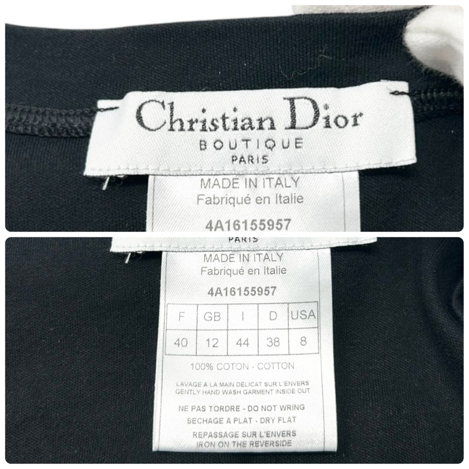Christian Dior Vintage 2004 Big Logo T-shirts Top #40 Black White Cotton Heart