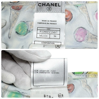 CHANEL Vintage 04C CC Logo Ice Cream Print Bikini #38 Multicolor Nylon 901860