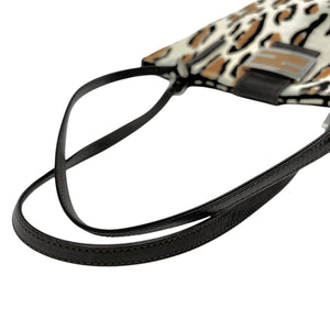 FENDI Vintage FF Logo Mamma Baguette Tote Bag Animal Print White Calf Hair