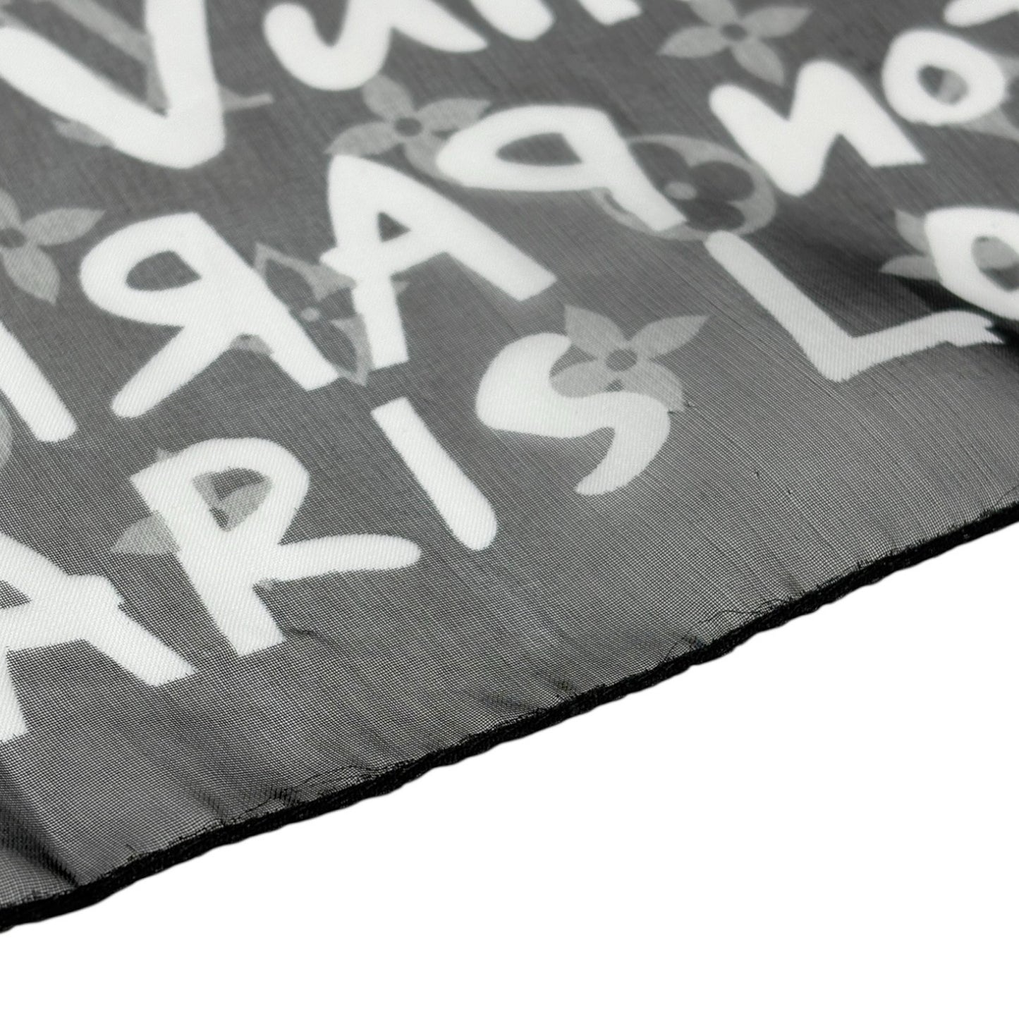 LOUIS VUITTON Monogram Graffiti Silk Scarf Wrap Stephen Sprouse Black White