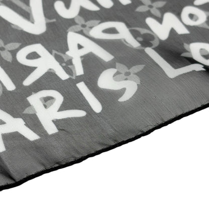 LOUIS VUITTON Monogram Graffiti Silk Scarf Wrap Stephen Sprouse Black White