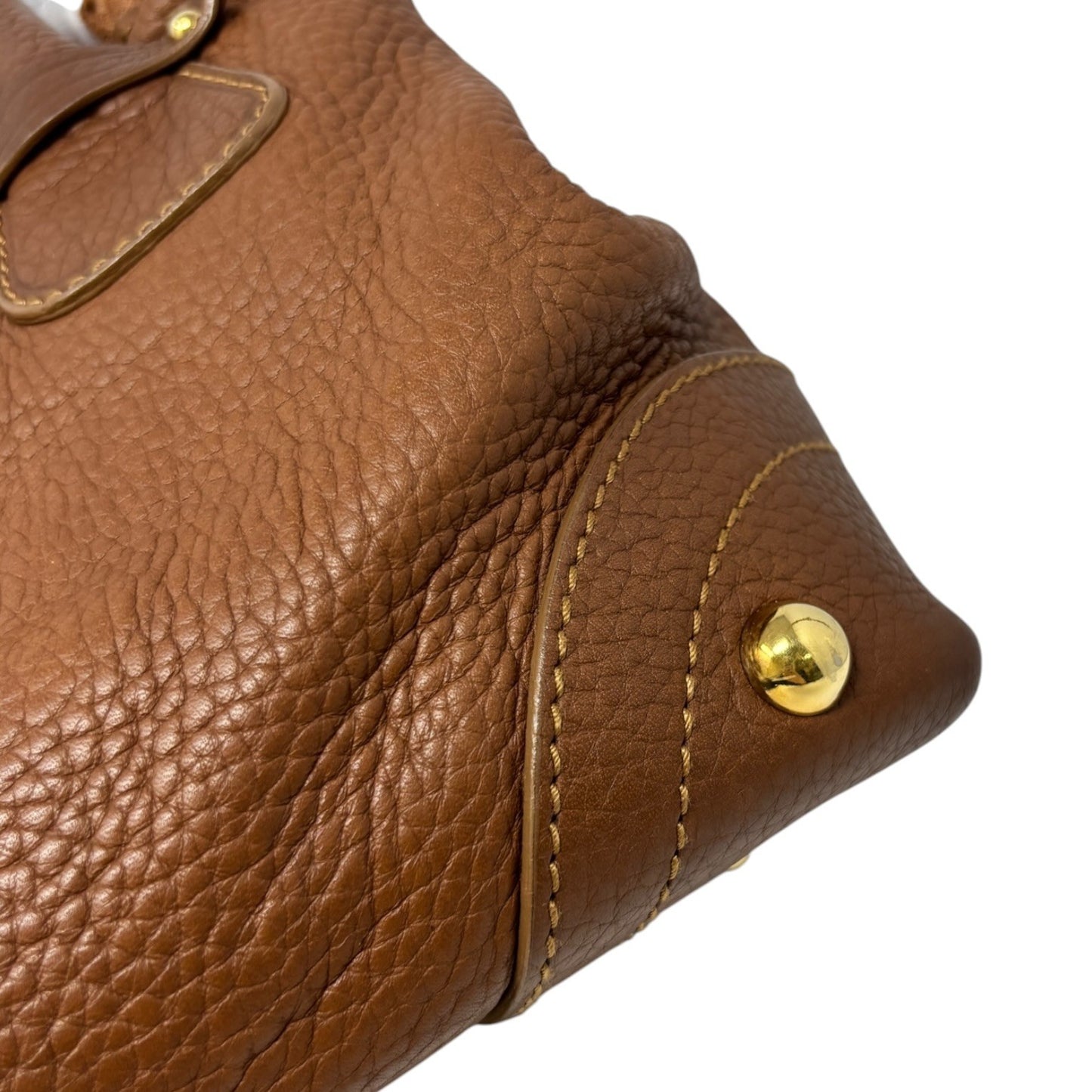 DOLCE&GABBANA Vintage DG Logo Shoulder Tote Bag Brown Gold Leather 902064
