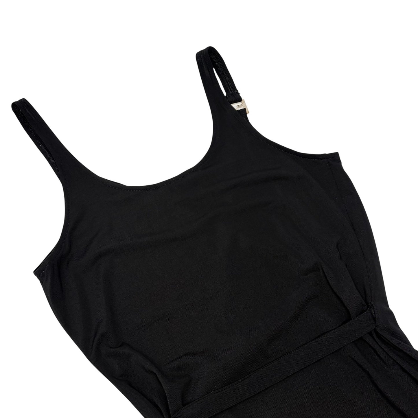 FENDI Vintage FF Logo Sleeveless Dress One-piece #42 Black Silver Nylon 901809