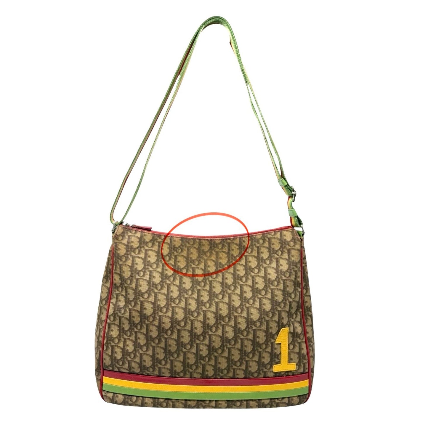 Christian Dior Vintage Rasta Trotter Monogram Crossbody Bag Beige PVC No