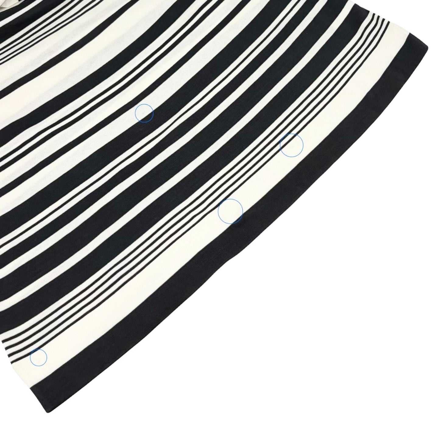 CHANEL Vintage 98P CC Logo Stripe Knit Dress #40 Black White Cotton 901808