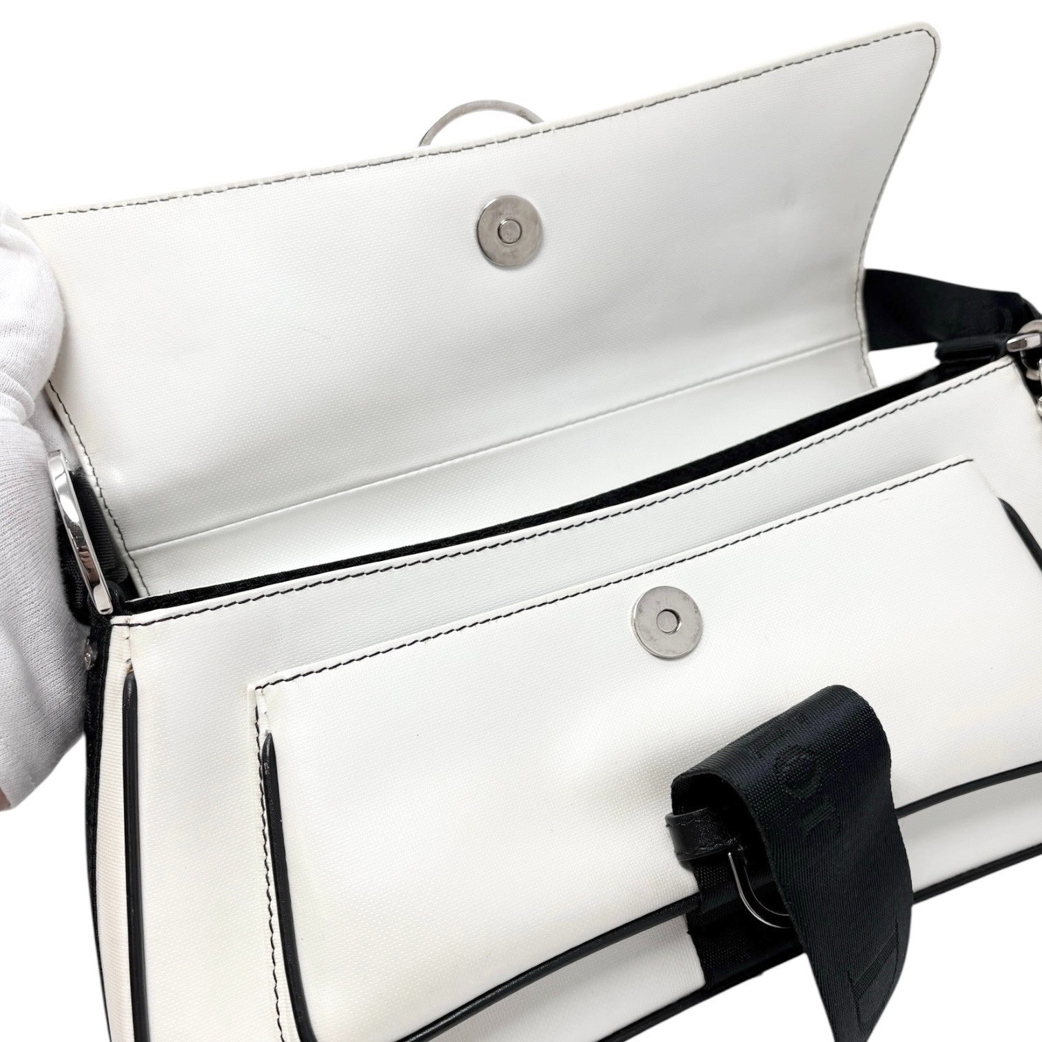 Christian Dior Vintage 2004 Hardcore Shoulder Bag Charm Rhinestone White Black