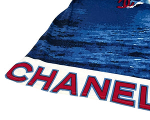 CHANEL Vintage Surf 02S CC Logo Mini Dress #38 Side Slit Blue Cotton RankAB