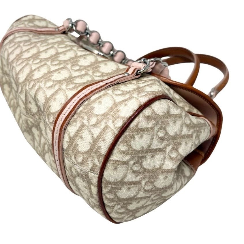 Christian Dior Vintage Trotter Monogram Romantique Shoulder Bag Beige 902306
