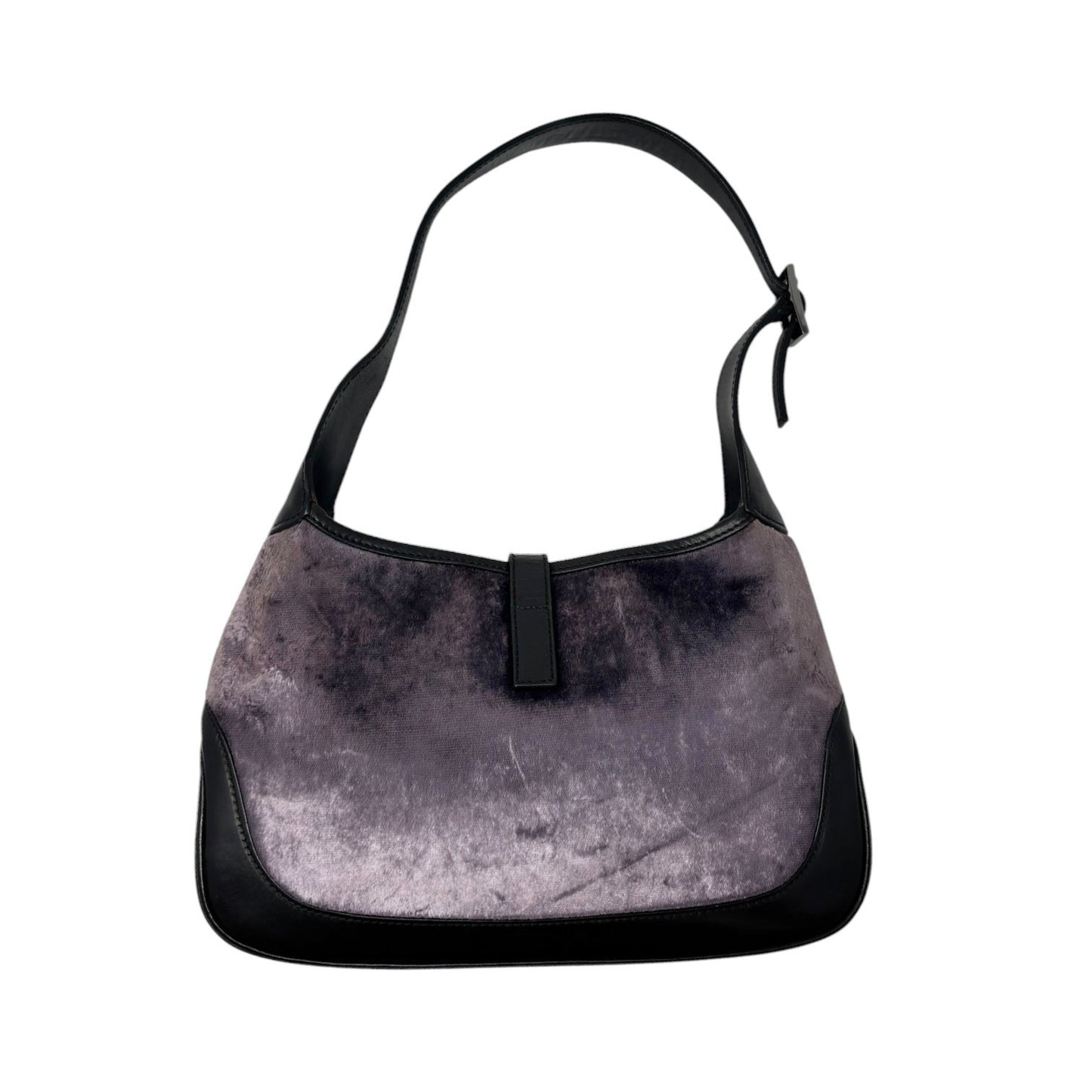 GUCCI Vintage Logo Jackie Velour Shoulder Bag Handbag Purple Black 902061