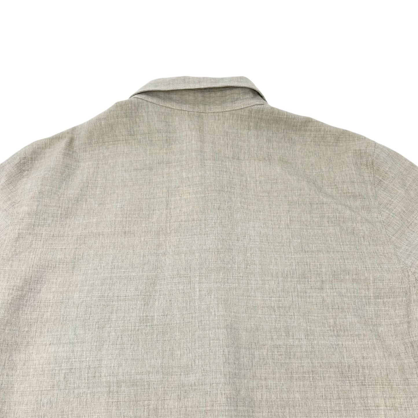 CHANEL Vintage CC Logo Button Up Shirt Blouse Top Beige Front Pocket Wool