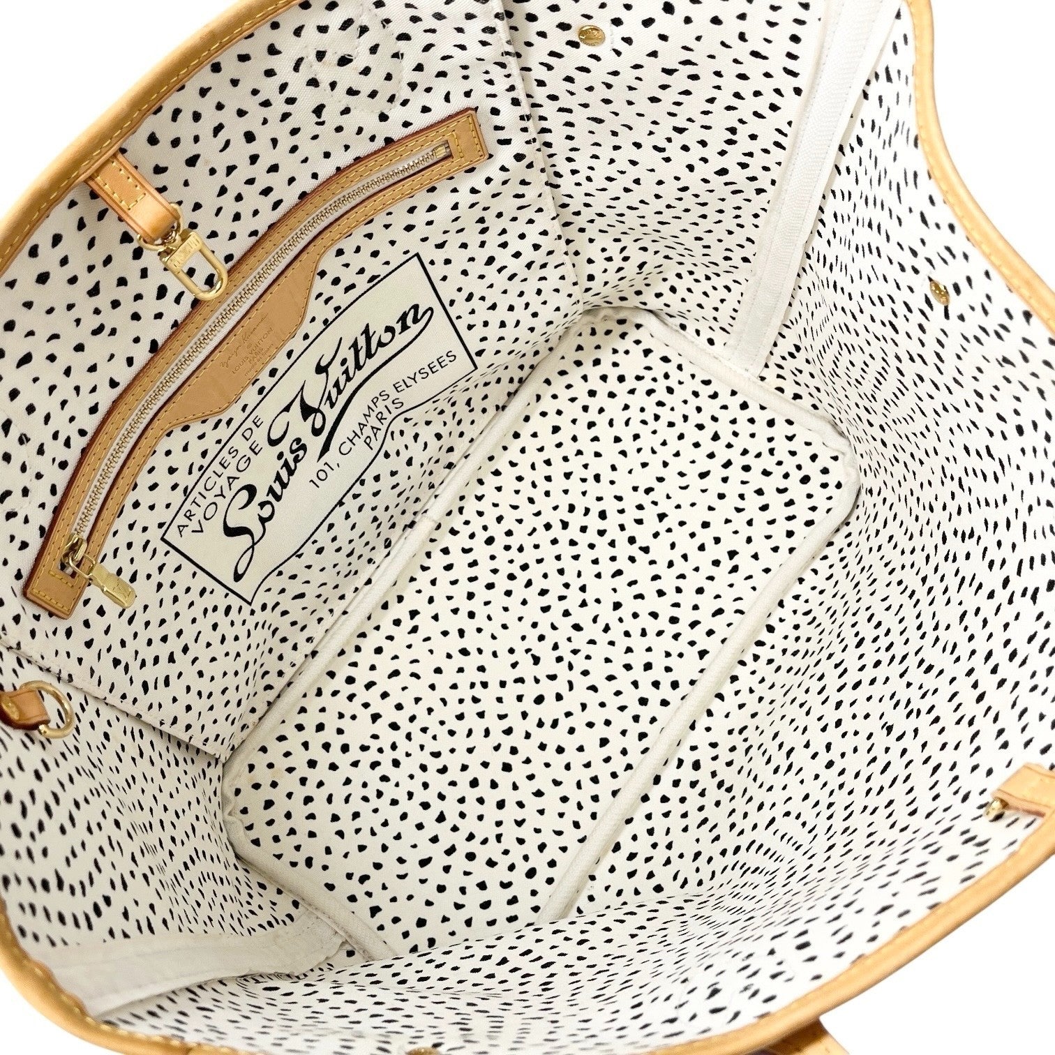 LOUIS VUITTON Vintage Monogram Neverfull MM Yayoi Kusama Tote Bag Dots White