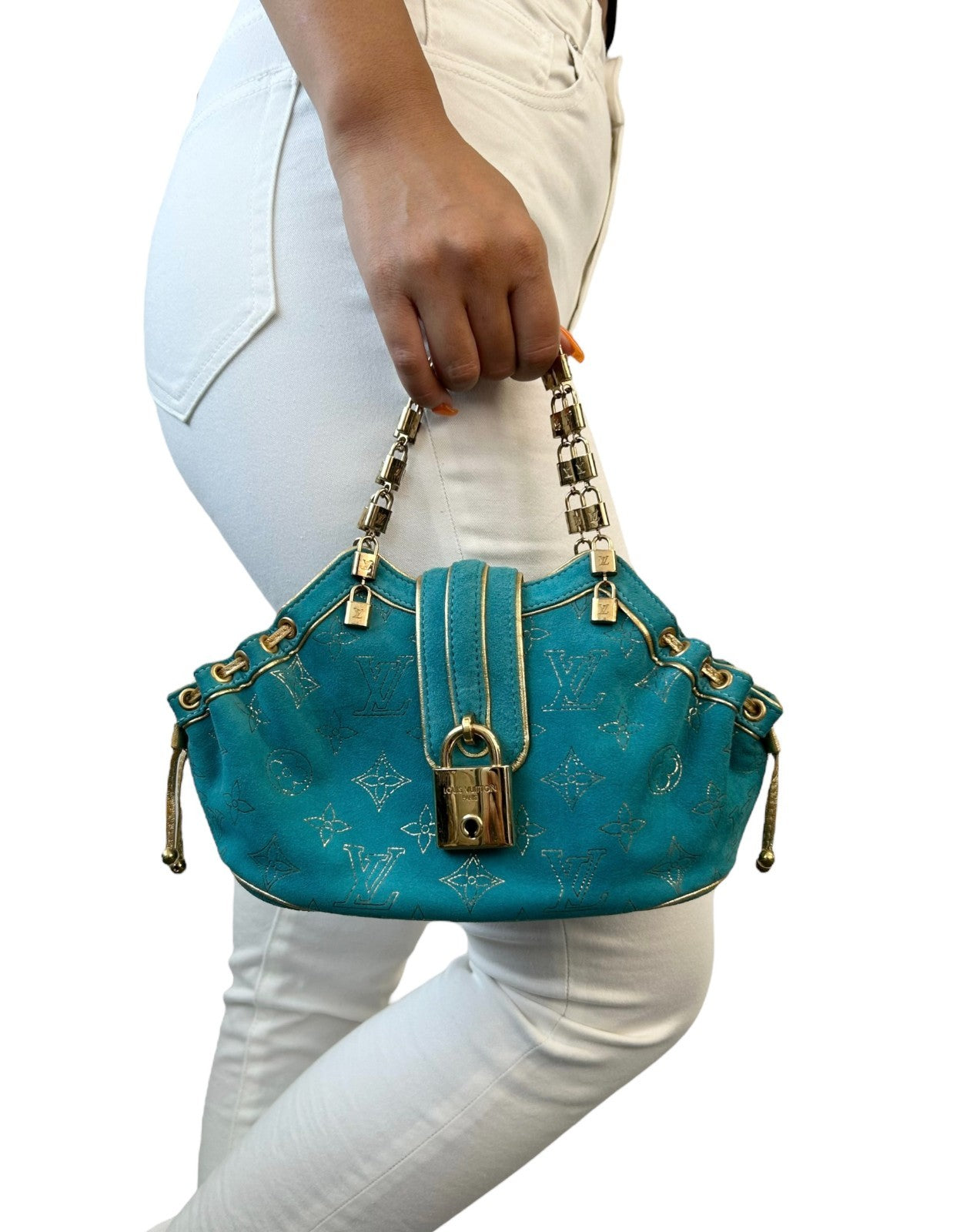 LOUIS VUITTON Vintage Monogram Extraordinary Theda PM Bag Turquoise 902025