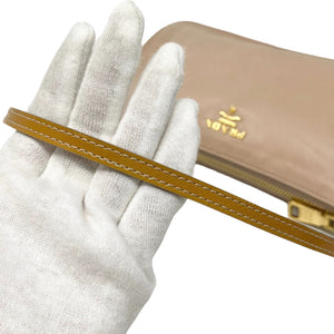 PRADA Vintage Logo Pochette Mini Shoulder Bag Zip Beige Gold Leather Rank AB