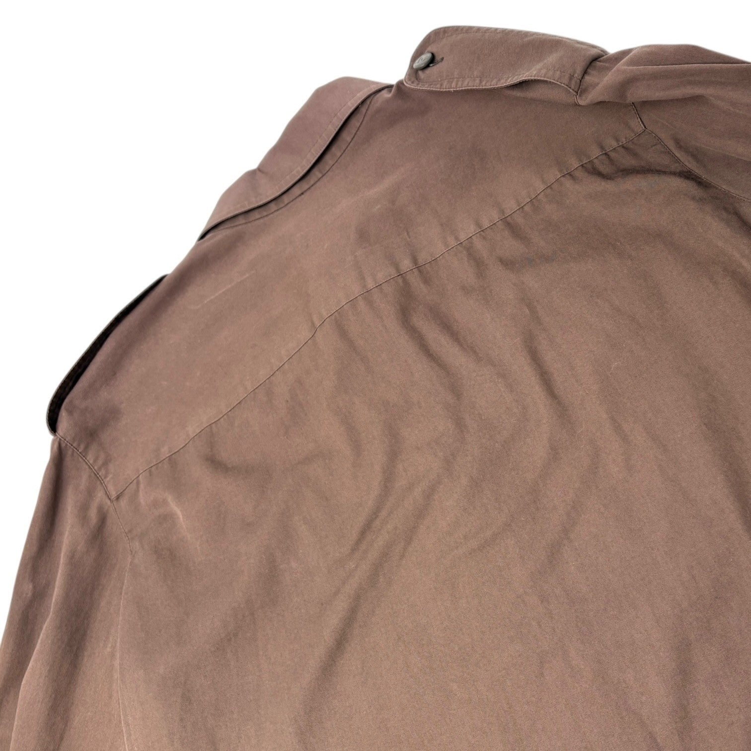 CHANEL Vintage CC Logo Button Up Military Long Sleeve Shirt Brown Cotton