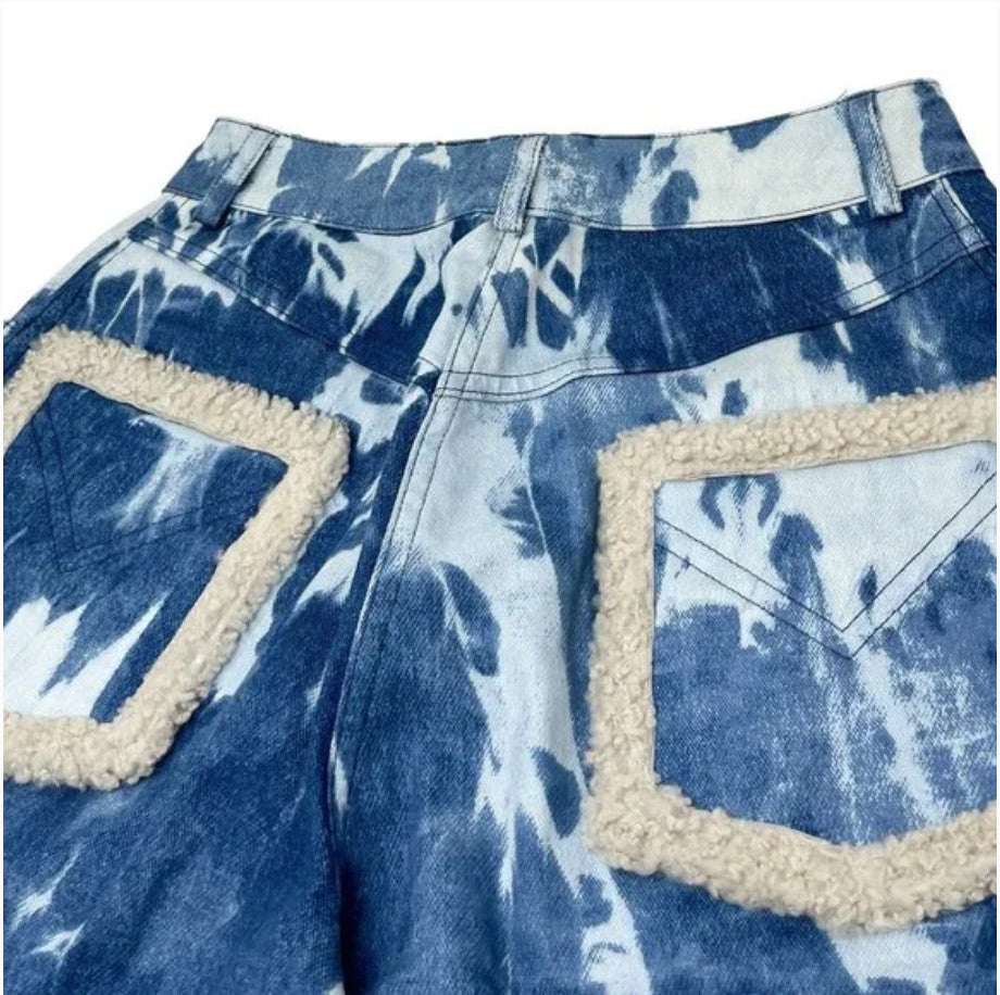 Christian Dior Vintage 2000 Galliano Jacket Pants Set #38 Tie-Dye Blue Gold