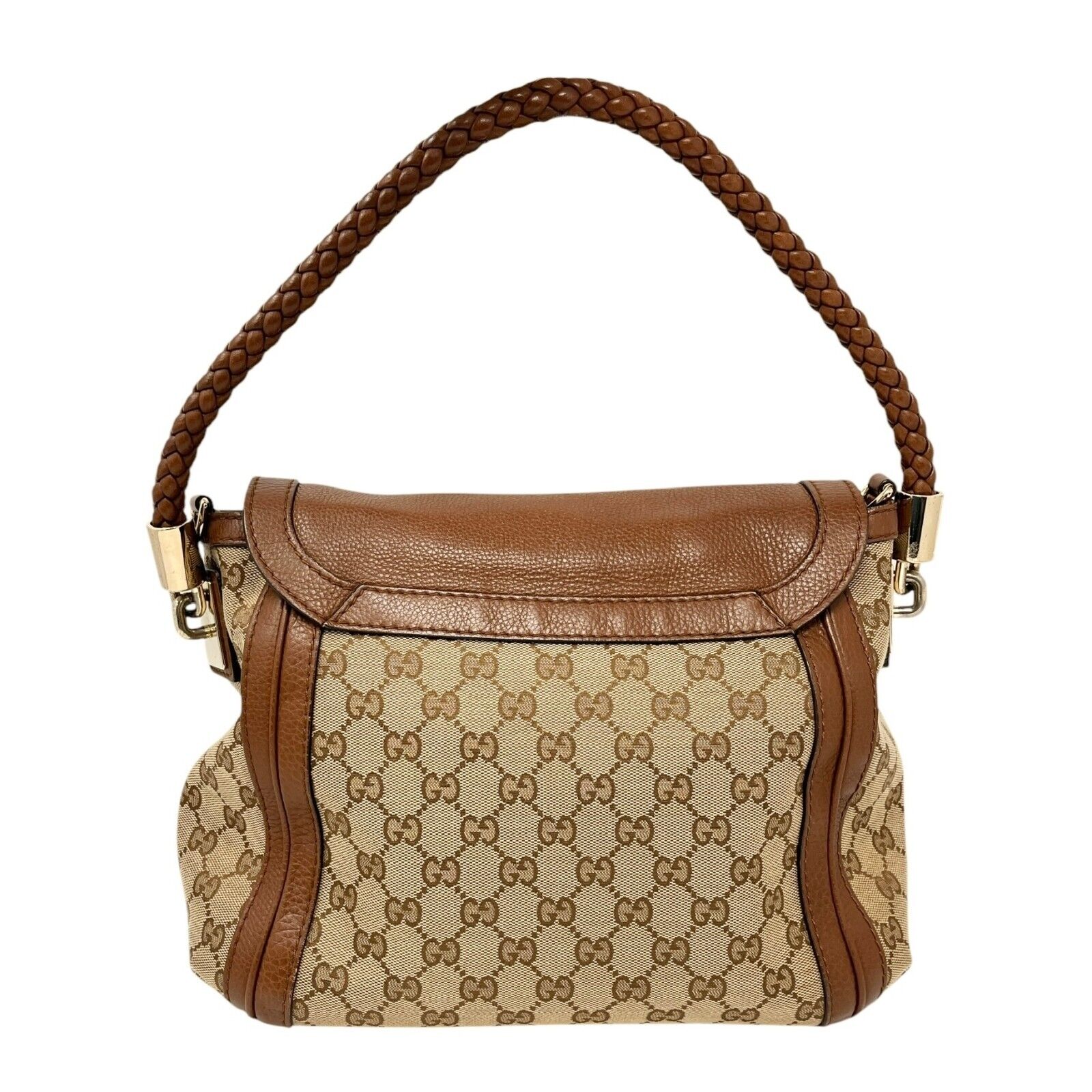 GUCCI Vintage GG Monogram Logo 2way Crossbody Shoulder Bag Beige Brown Canvas