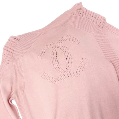 CHANEL Sport Vintage 08C CC Knit Zipped Jacket #38 Perforated Pink 902899