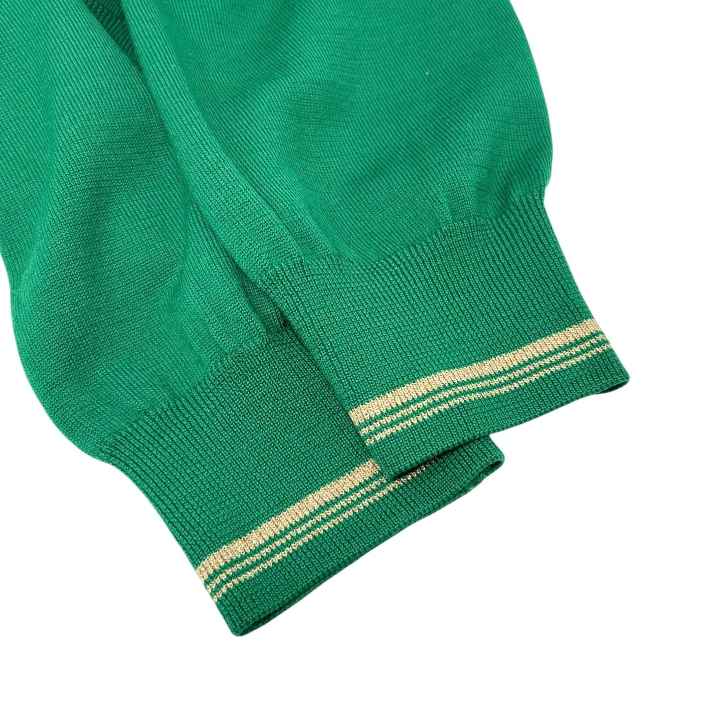 Yves Saint Laurent Vintage YSL Logo Knit Sweater Top #L Pullover Green Gold