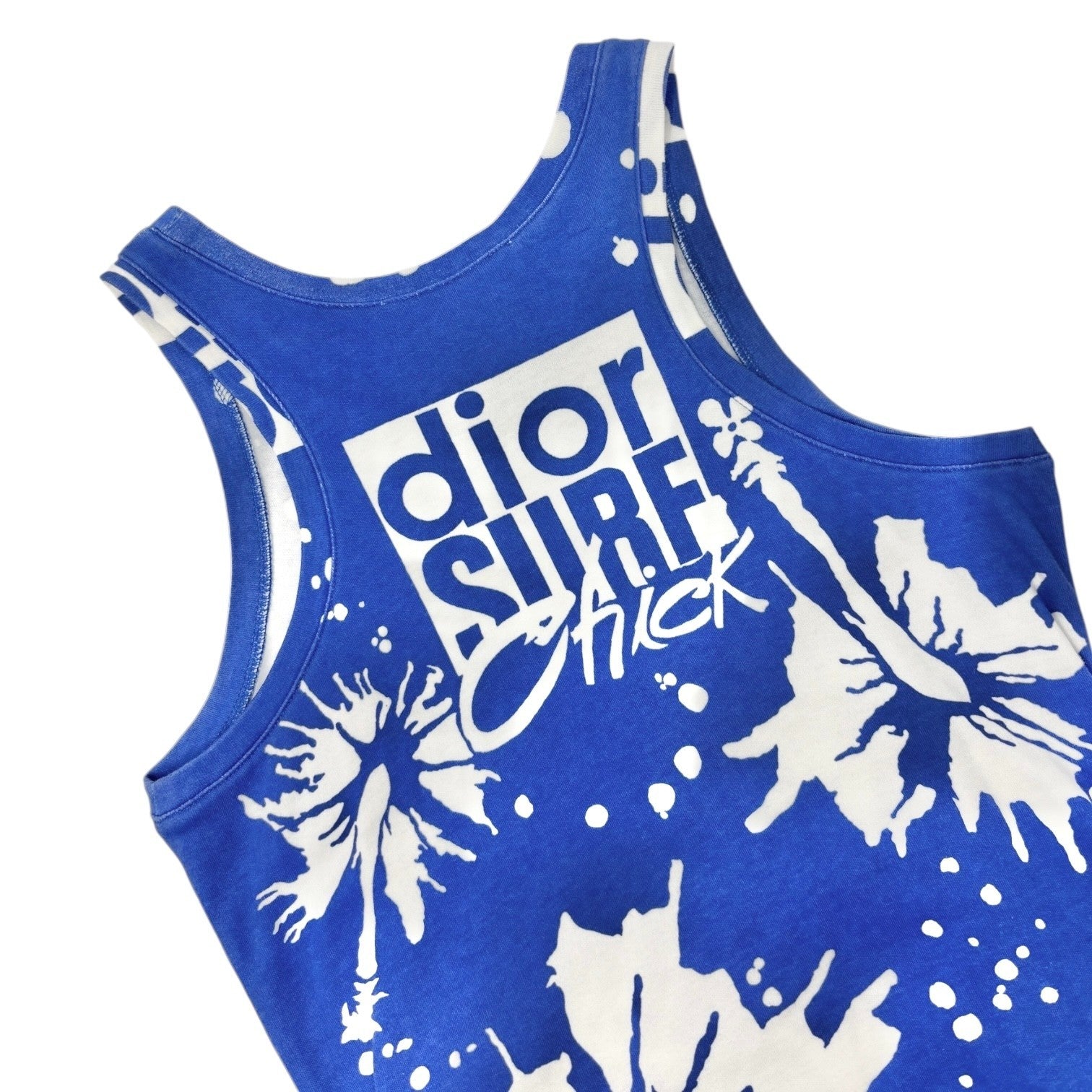 Christian Dior Vintage 2004 SURF Logo Tank Top #36 Blue White Sleeveless Cotton