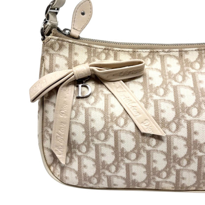 Christian Dior Vintage 2007 Romantique Trotter Monogram Bag Ribbon Beige 901856