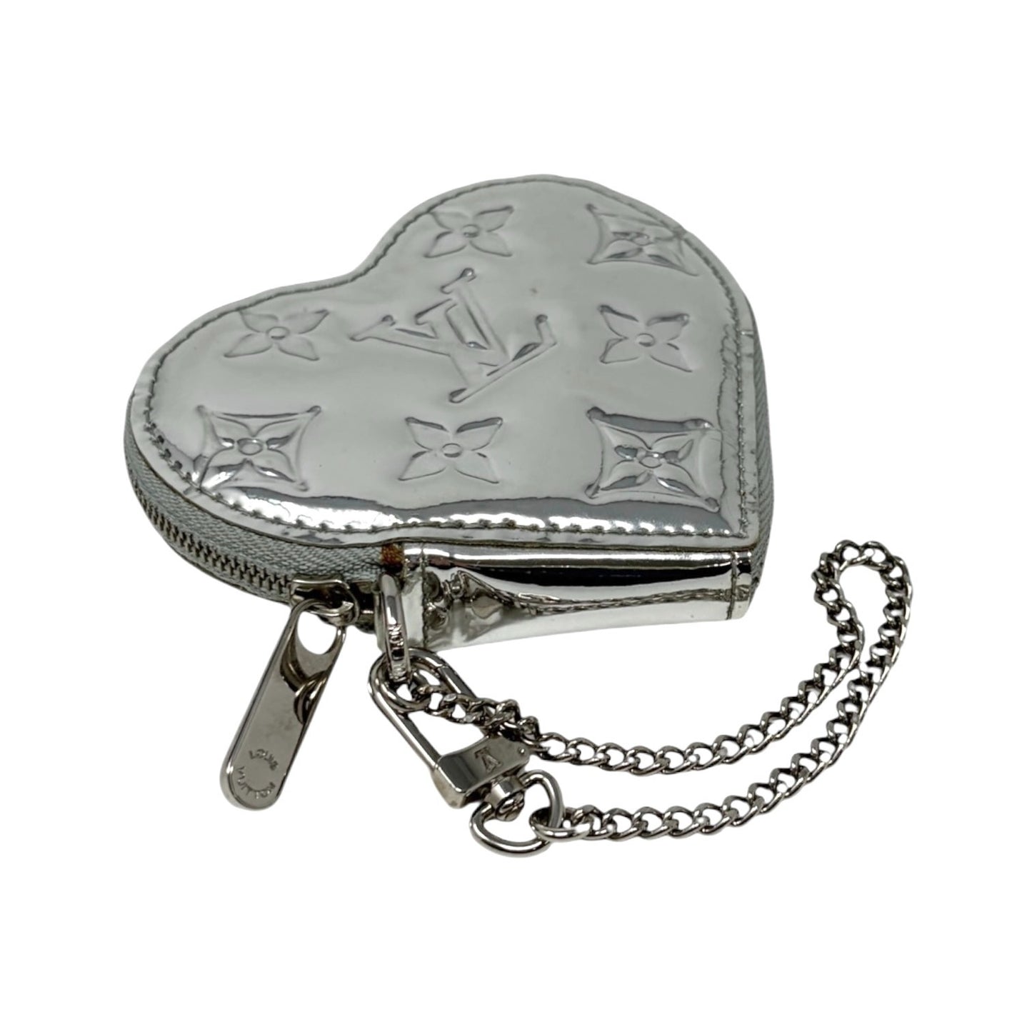 LOUIS VUITTON Vintage Monogram Miroir Porte Monnaie Coeur Coin Purse Silver