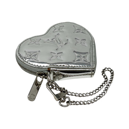LOUIS VUITTON Vintage Monogram Miroir Porte Monnaie Coeur Coin Purse Silver