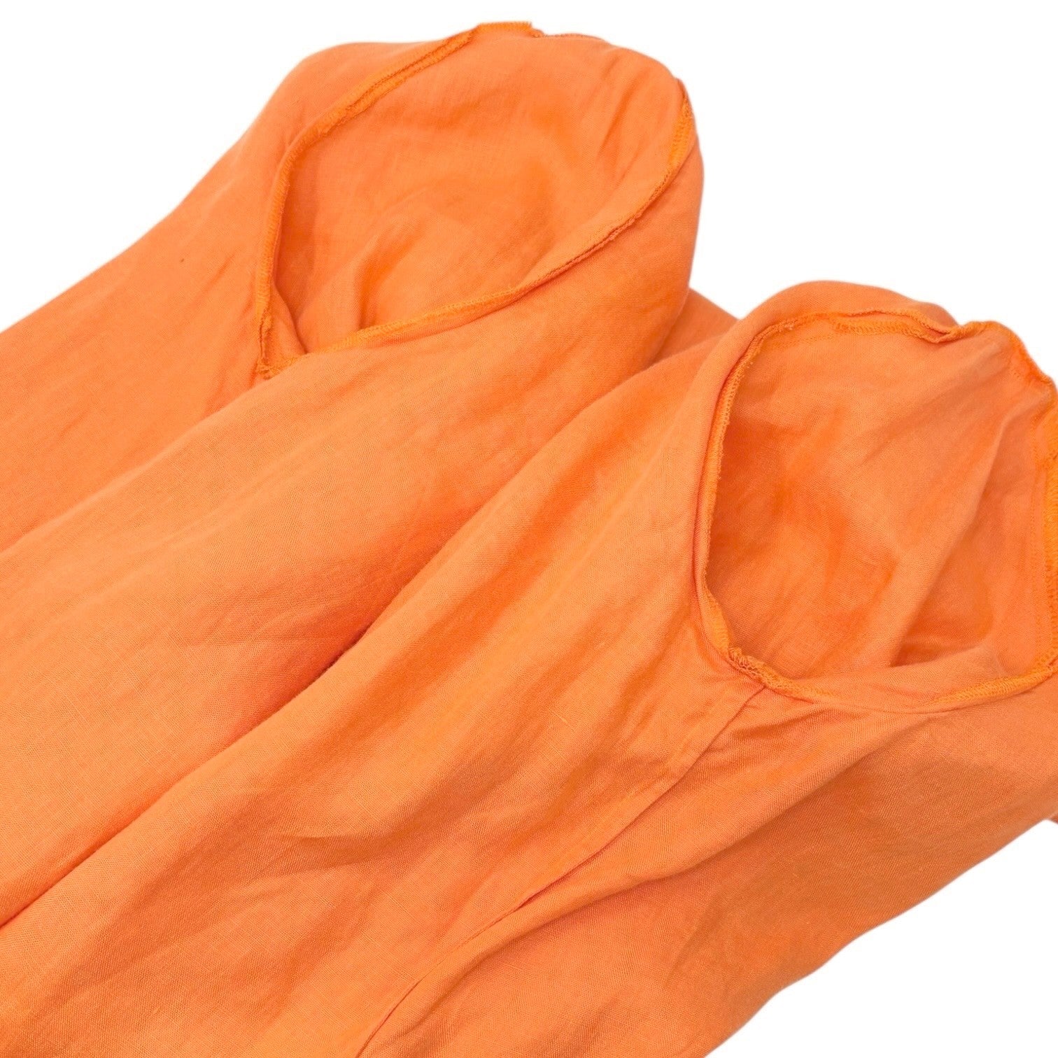 HERMES Vintage Button Up Shirt Top #36 Horse Carriage Embroidery Orange Linen