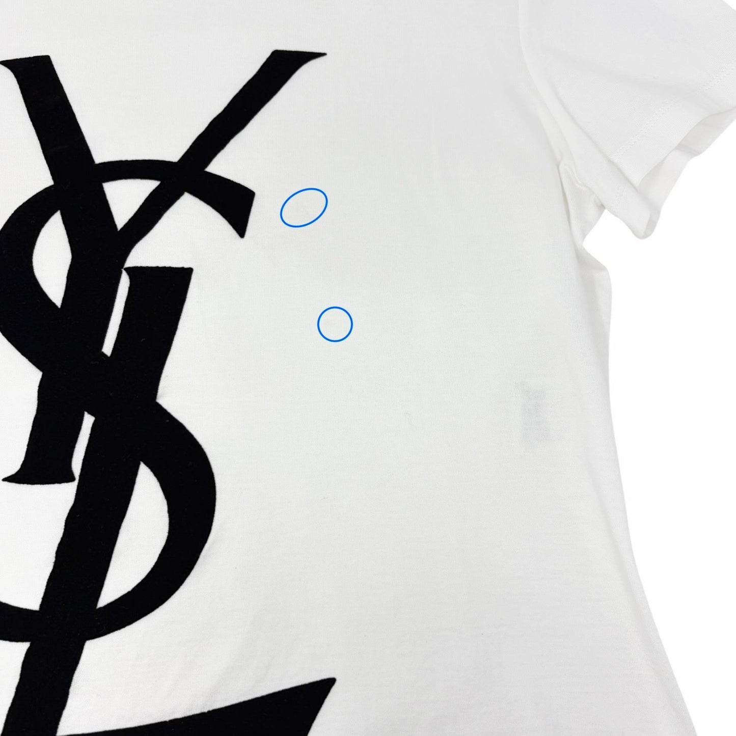 Yves Saint Laurent Vintage Logo Knit Top T-shirt #L White Black Cotton 902087