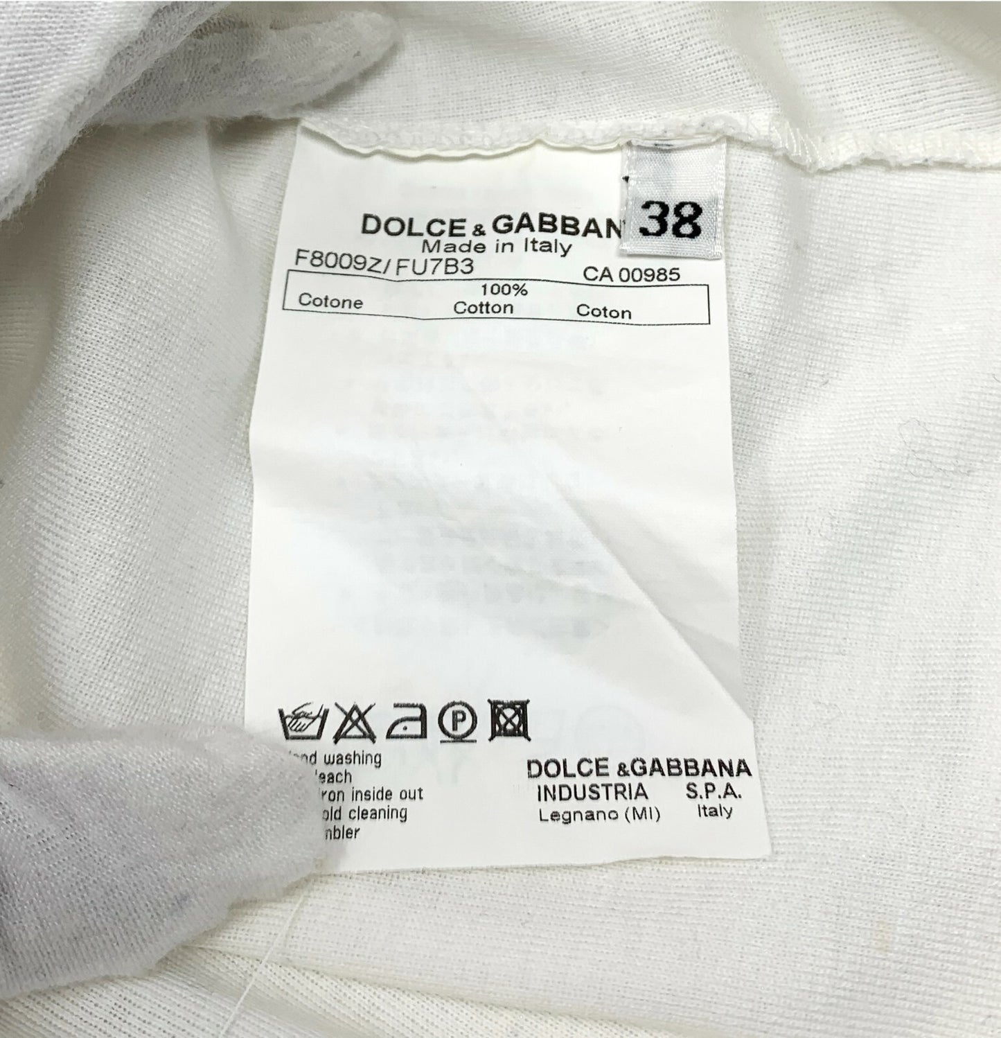 DOLCE&GABBANA Vintage Leopard Rhinestone T-shirts #38 Top White Cotton RankAB