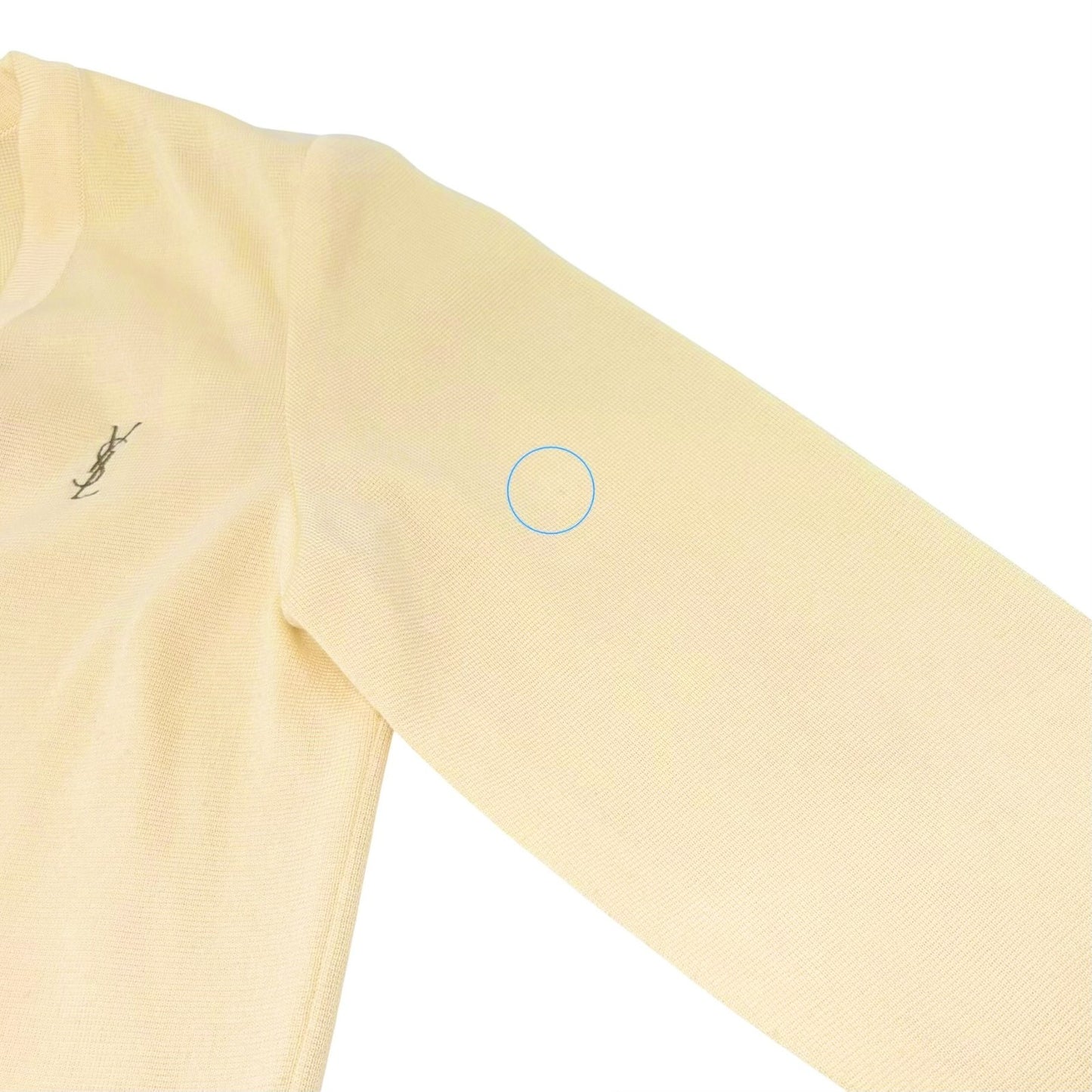 Yves Saint Laurent Vintage YSL Logo Cardigan Sweater Top #M Cream Gold 902402
