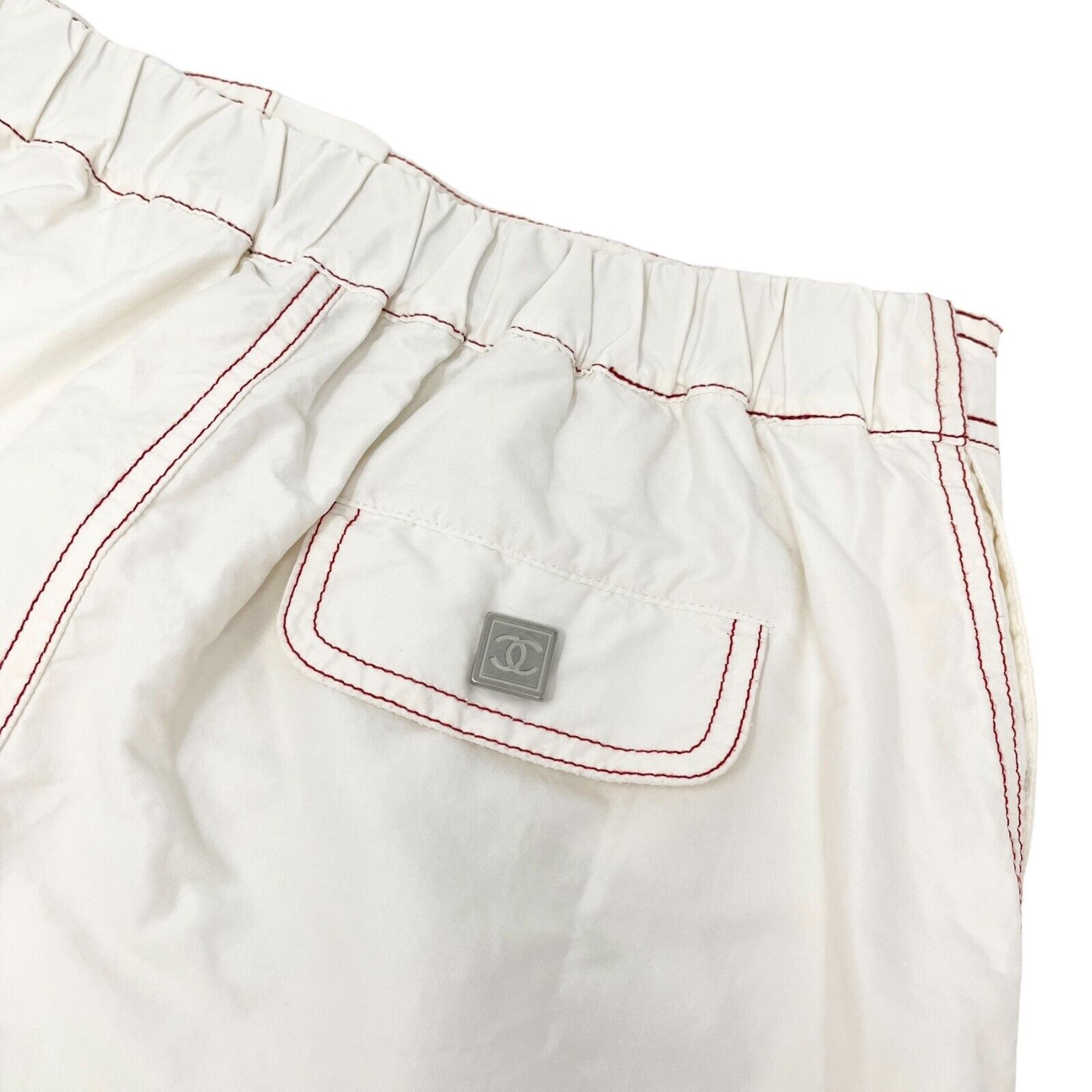 CHANEL Sport Vintage 05S Camellia CC Mark Vest Skirt Set #38 White Red Rank AB