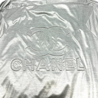 CHANEL Vintage P43484 Big CC Logo Zip Hoodie Jacket  #42 Silver Black 901958