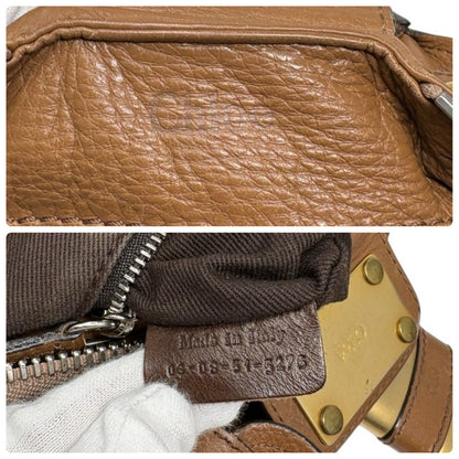 Chloe Vintage Paddington Padlock Key Boston Bag Leather Brown Gold 902319