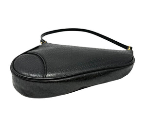 Christian Dior Vintage Trotter Monogram Mini Saddle Bag Black Rank AB