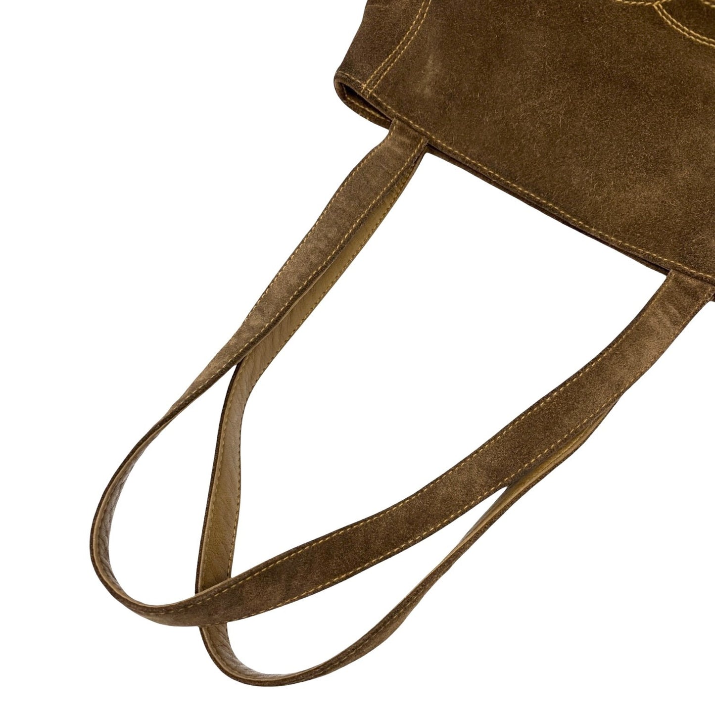CHANEL Vintage CC Logo Stitch Suede Shoulder Tote Bag Brown Beige 902208