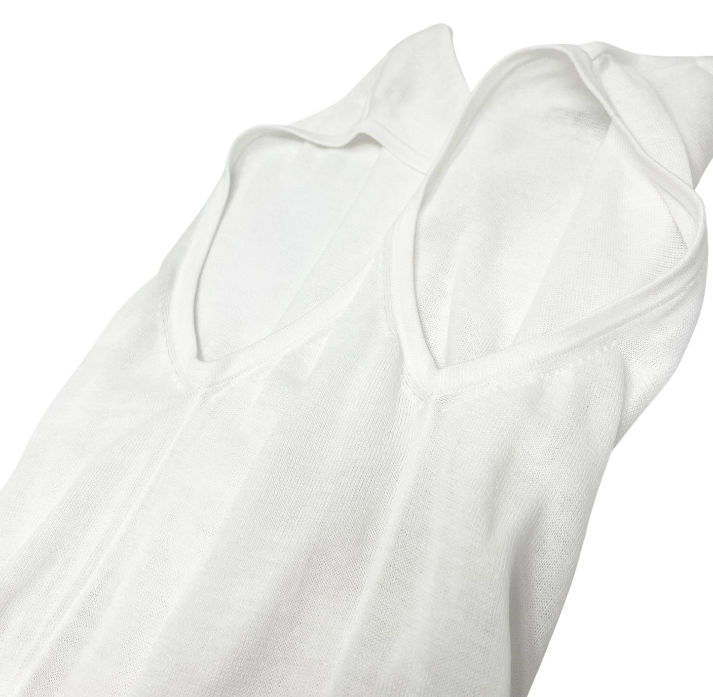 CHANEL Vintage 06P CC Logo Knit Tank Top #38 Pullover White Cotton