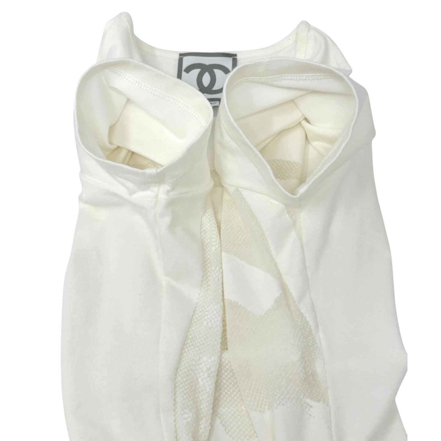 CHANEL Sport Vintage 06P Logo Mademoiselle T-shirt Top #38 Cream White Cotton